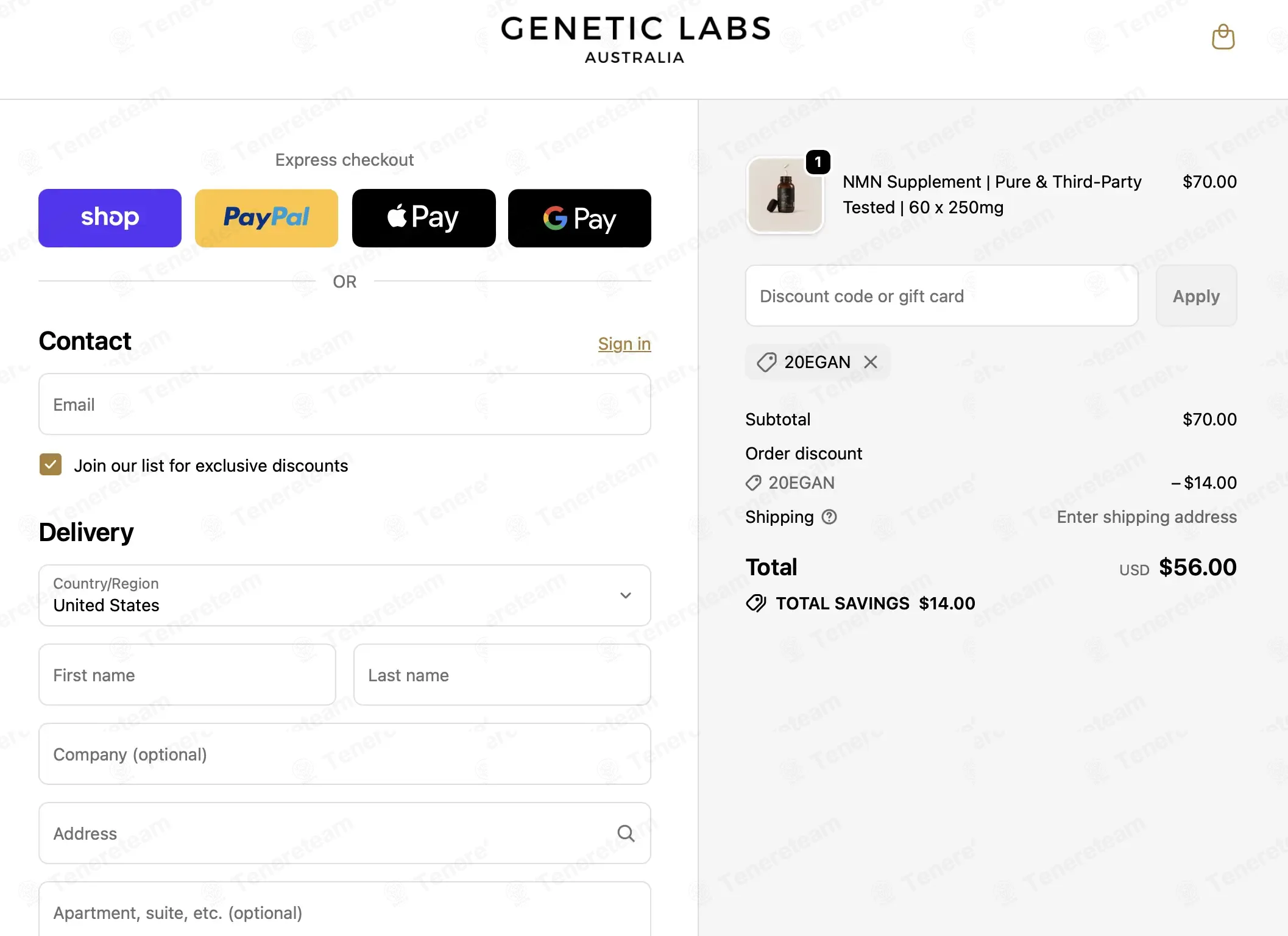 Genetic Labs Australia coupon code: 20% off with 20EGAN. Tested and valid as 1 month ago.