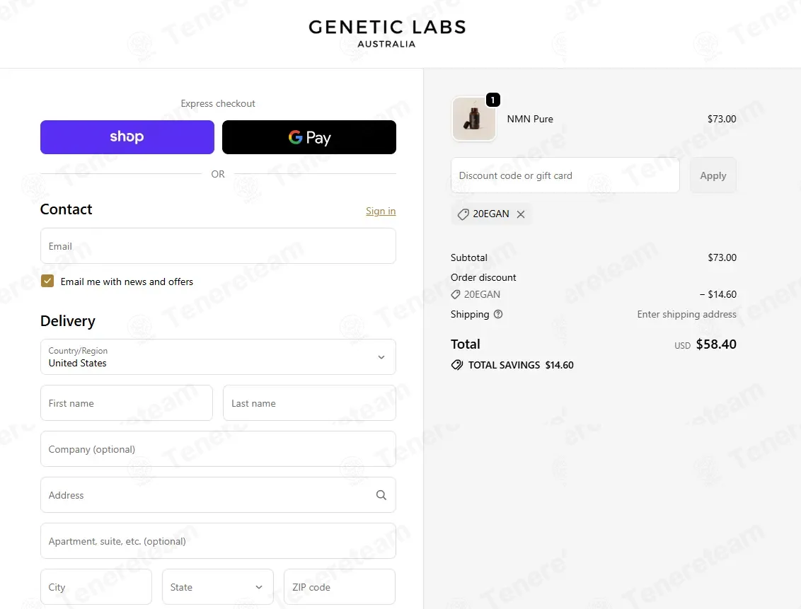 Genetic Labs Australia coupon code: 20% off with 20EGAN. Tested and valid as 1 month ago.