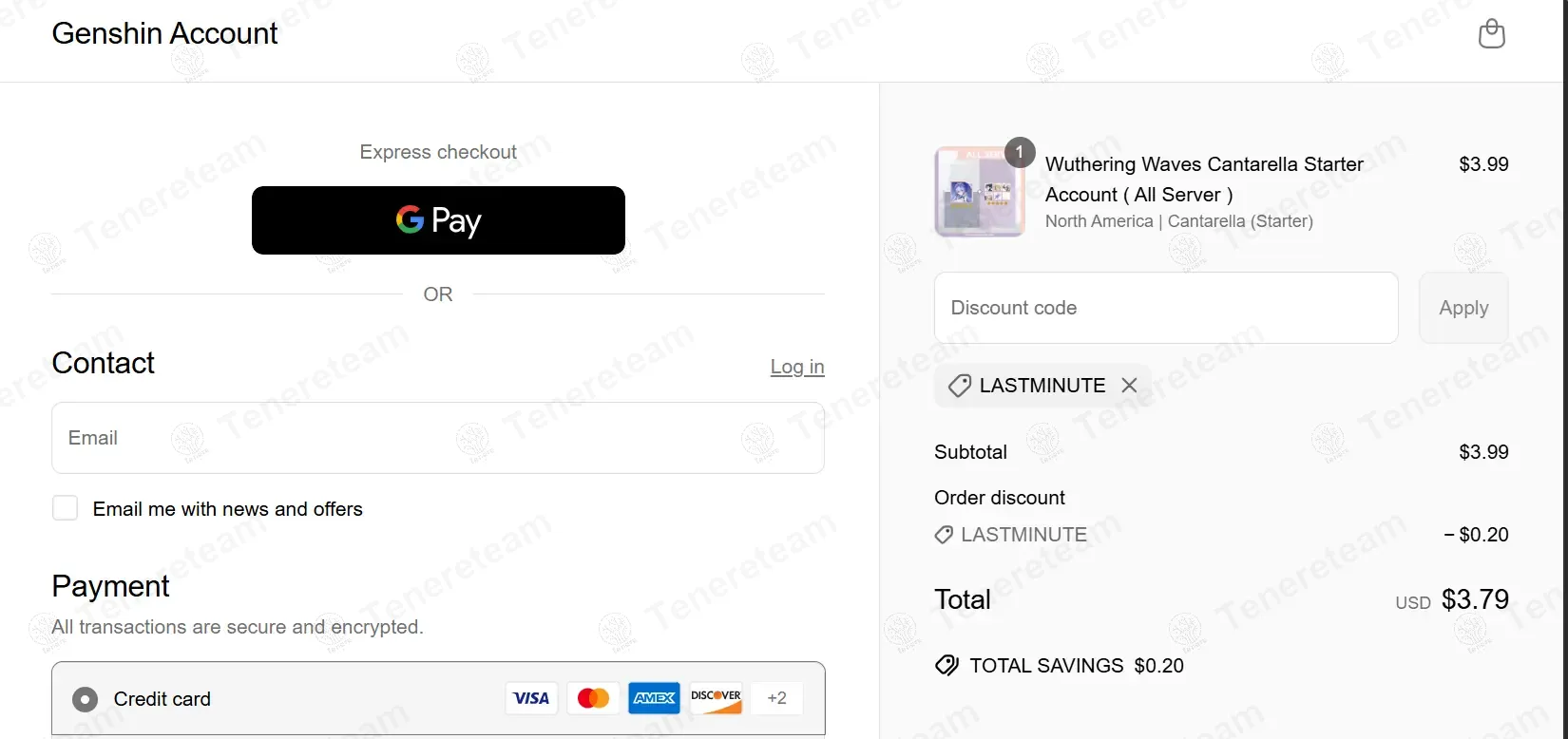 Genshin Account coupon code: 5% off with LASTMINUTE. Tested and valid as 1 year ago.