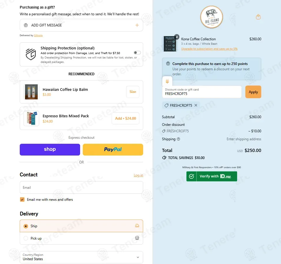 Big Island Coffee Roasters coupon code: $10 off with FRESHCROP75. Tested and valid as 11 months ago.