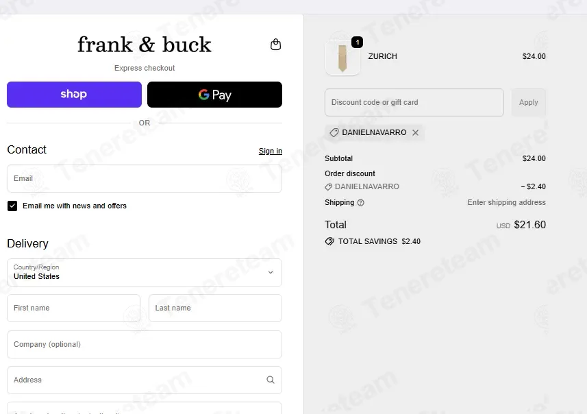 Frank And Buck coupon code: 10% off with danielnavarro. Tested and valid as 10 months ago.