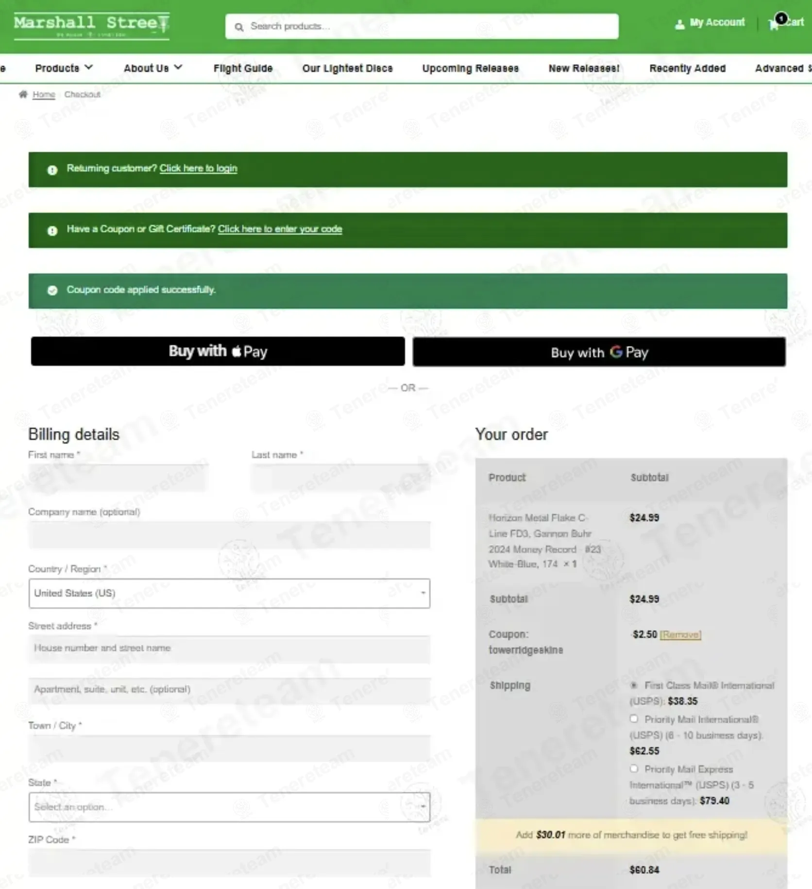 Marshall Street Disc Golf coupon code: 10% off with TOWERRIDGESKINS. Tested and valid as 3 months ago.