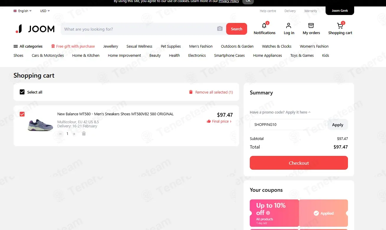 Joom coupon code: 10% off with SHOPPING10. Tested and valid as 2 months ago.