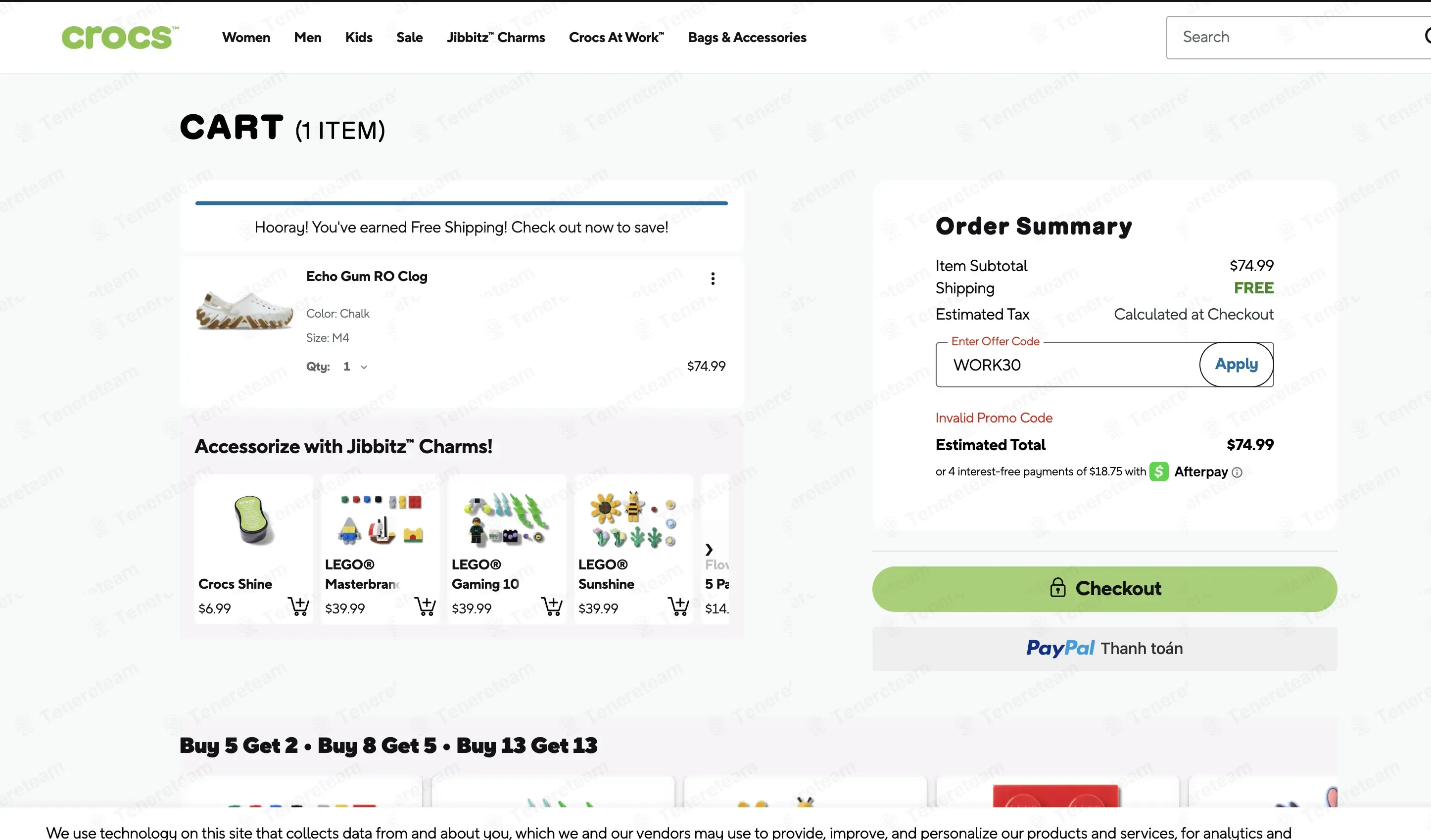 Crocs coupon code: 30% off with WORK30. Tested and valid as 2 months ago.