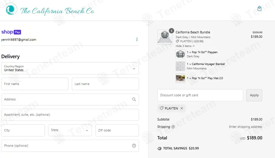 California Beach Co coupon code: 10% off with PLAYTEN. Tested and valid as 5 months ago.