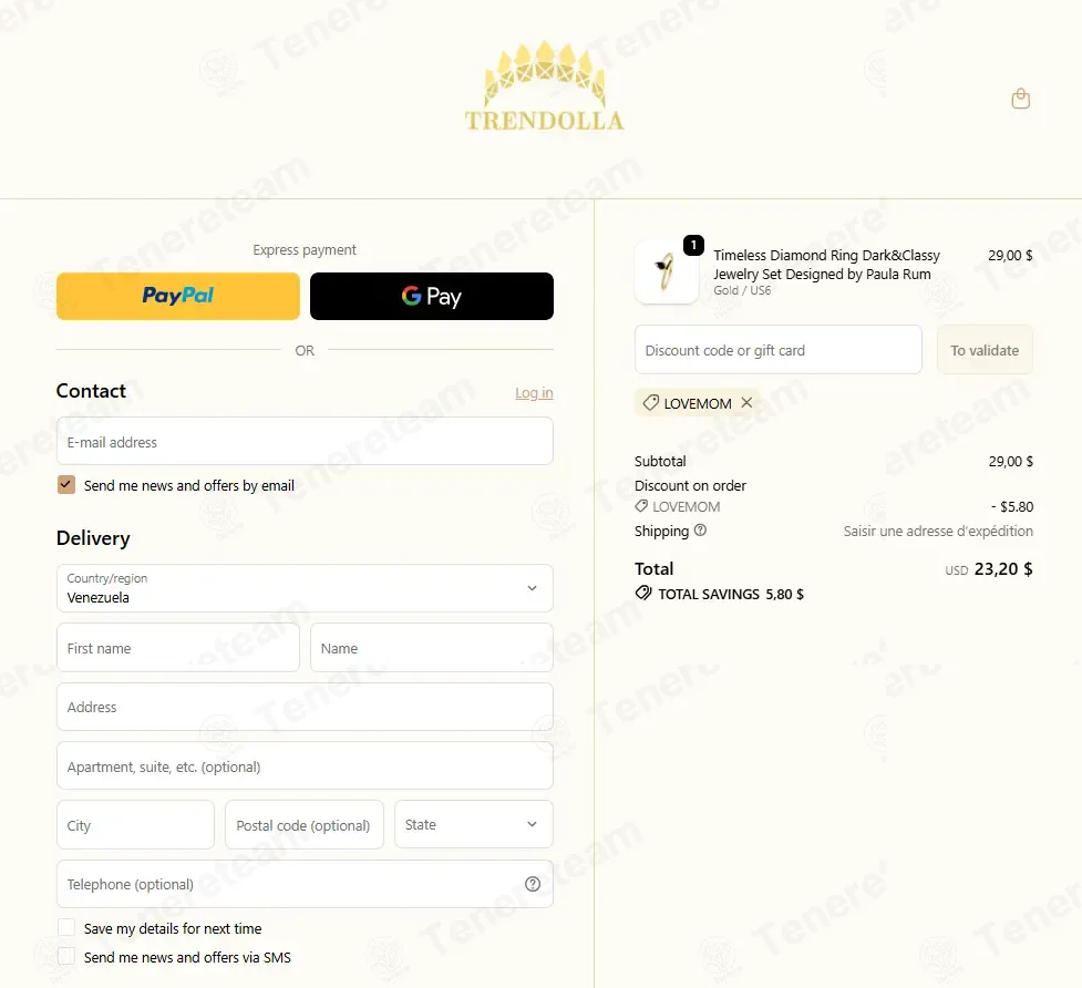 Trendolla Jewelry coupon code: 20% off with LOVEMOM. Tested and valid as 1 month ago.