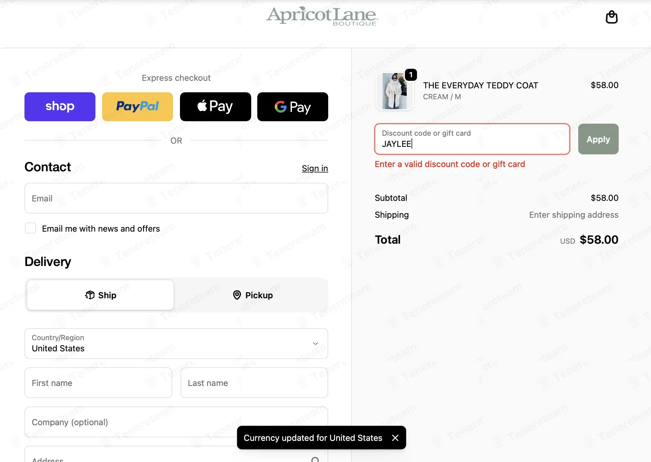 Apricot Lane Boutique coupon code: 15% off with JAYLEE. Tested and valid as 1 month ago.