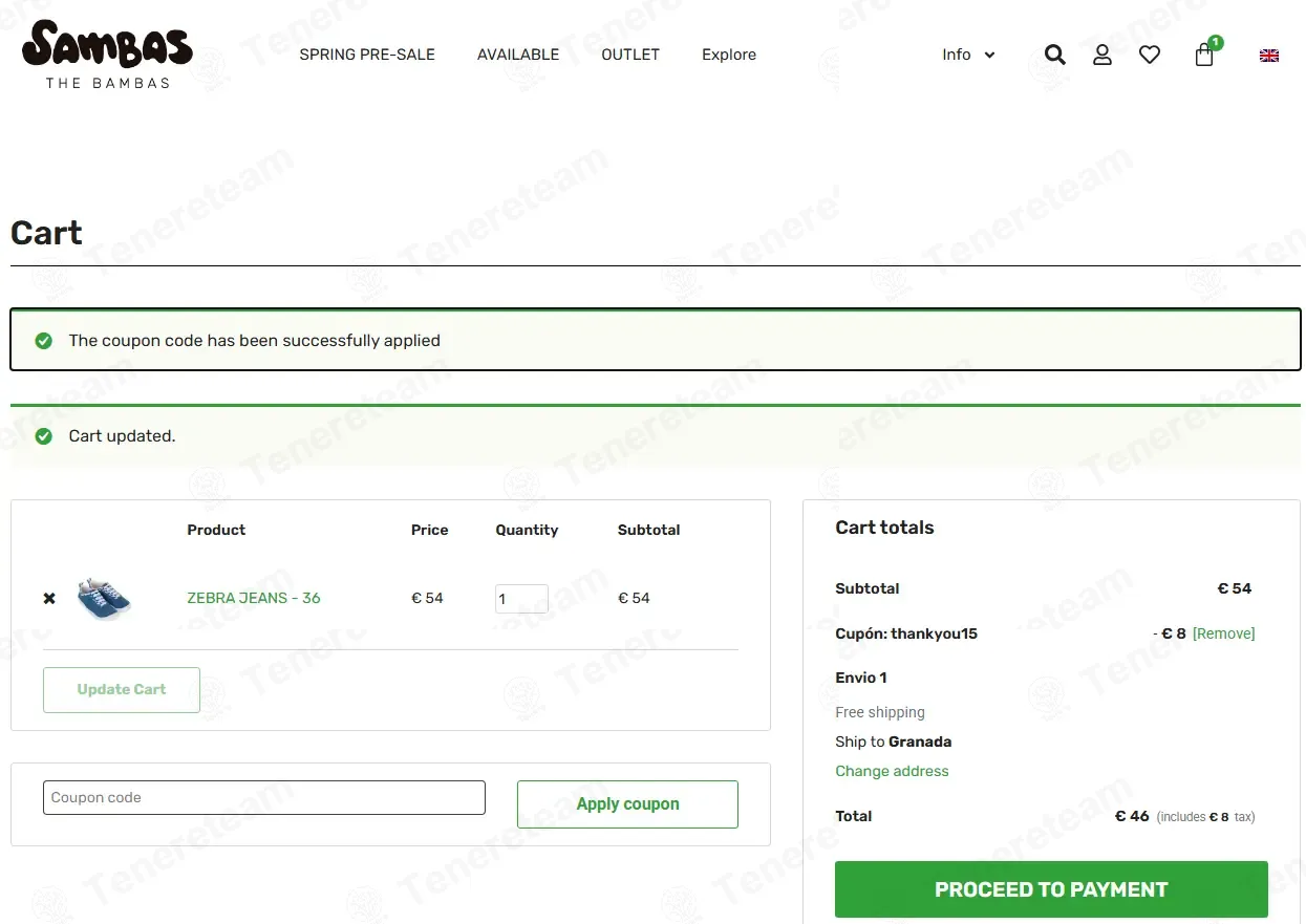 Sambas The Bambas coupon code: 15% off with THANKYOU15. Tested and valid as 3 weeks ago.