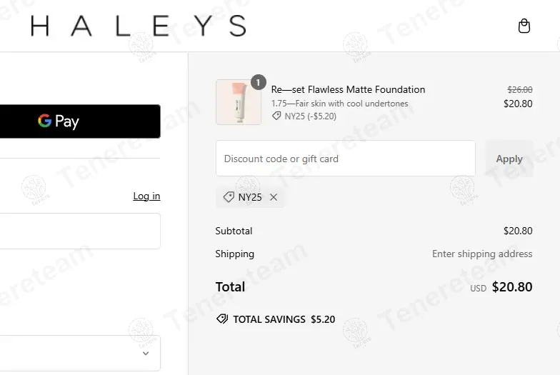 Haleys Beauty coupon code: 20% off with NY25. Tested and valid as 1 year ago.