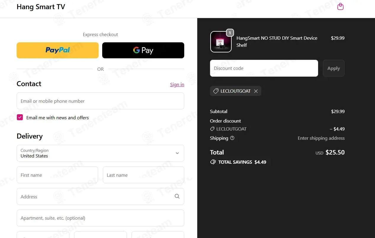 Hang Smart TV coupon code verified as working at checkout
