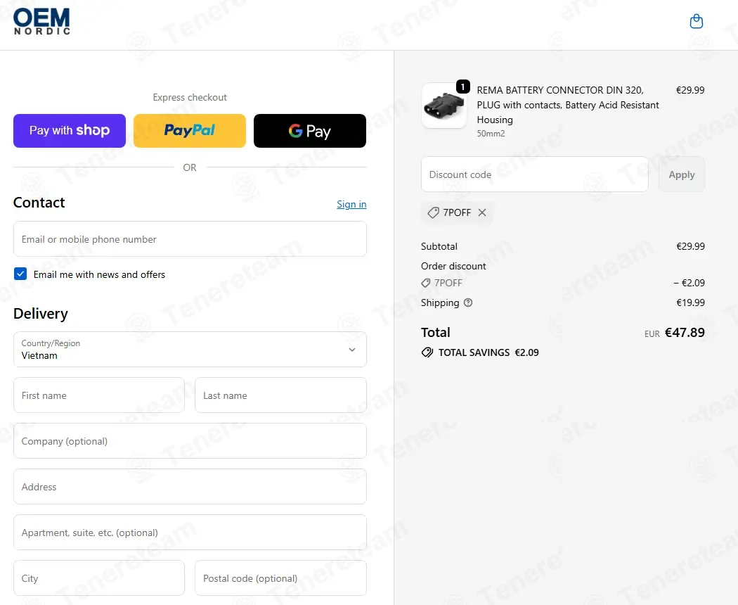 OEM Nordic coupon code: 7% off with 7POFF. Tested and valid as 1 week ago.