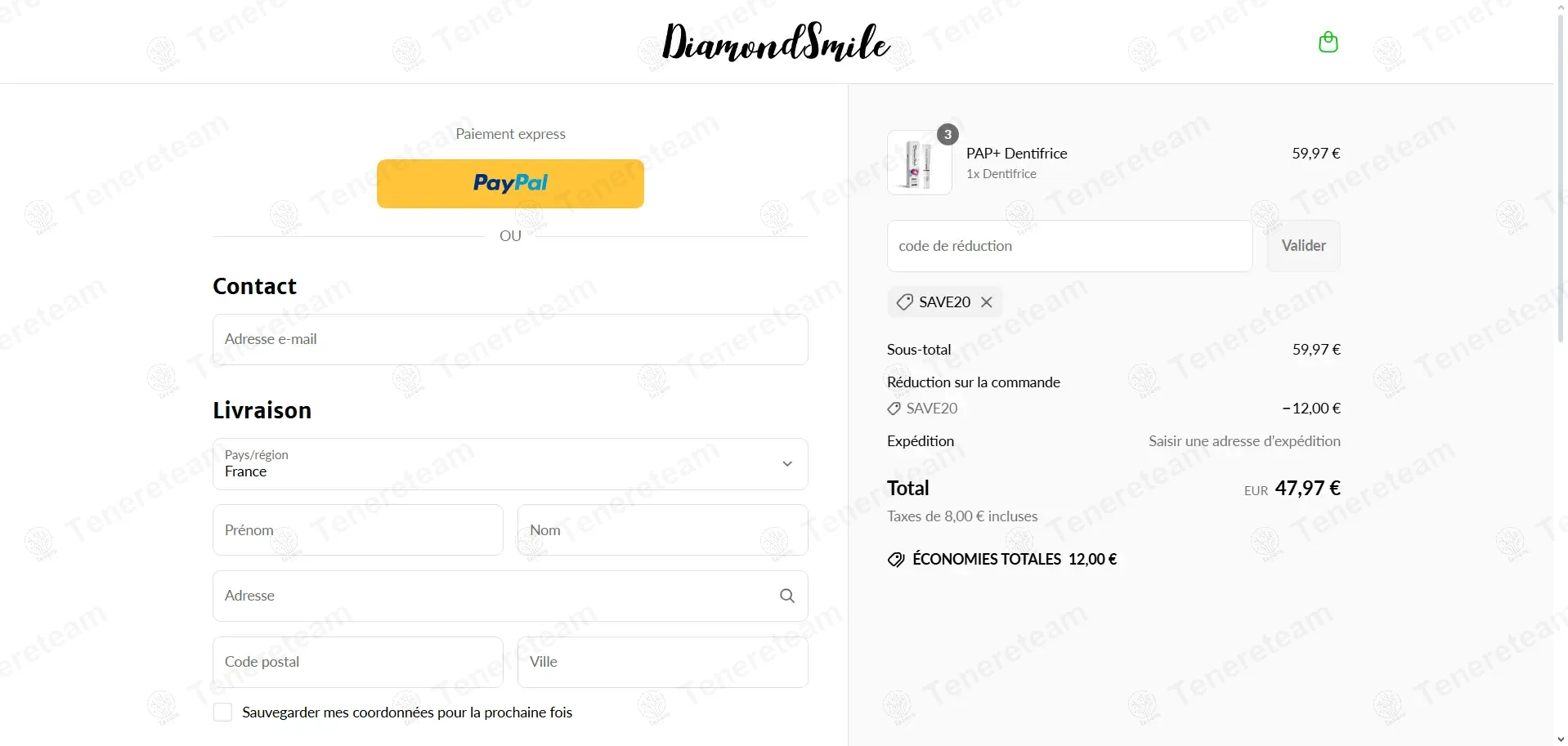 Diamond Smile Teeth FR coupon code: 20% off with SAVE20. Tested and valid as 1 year ago.