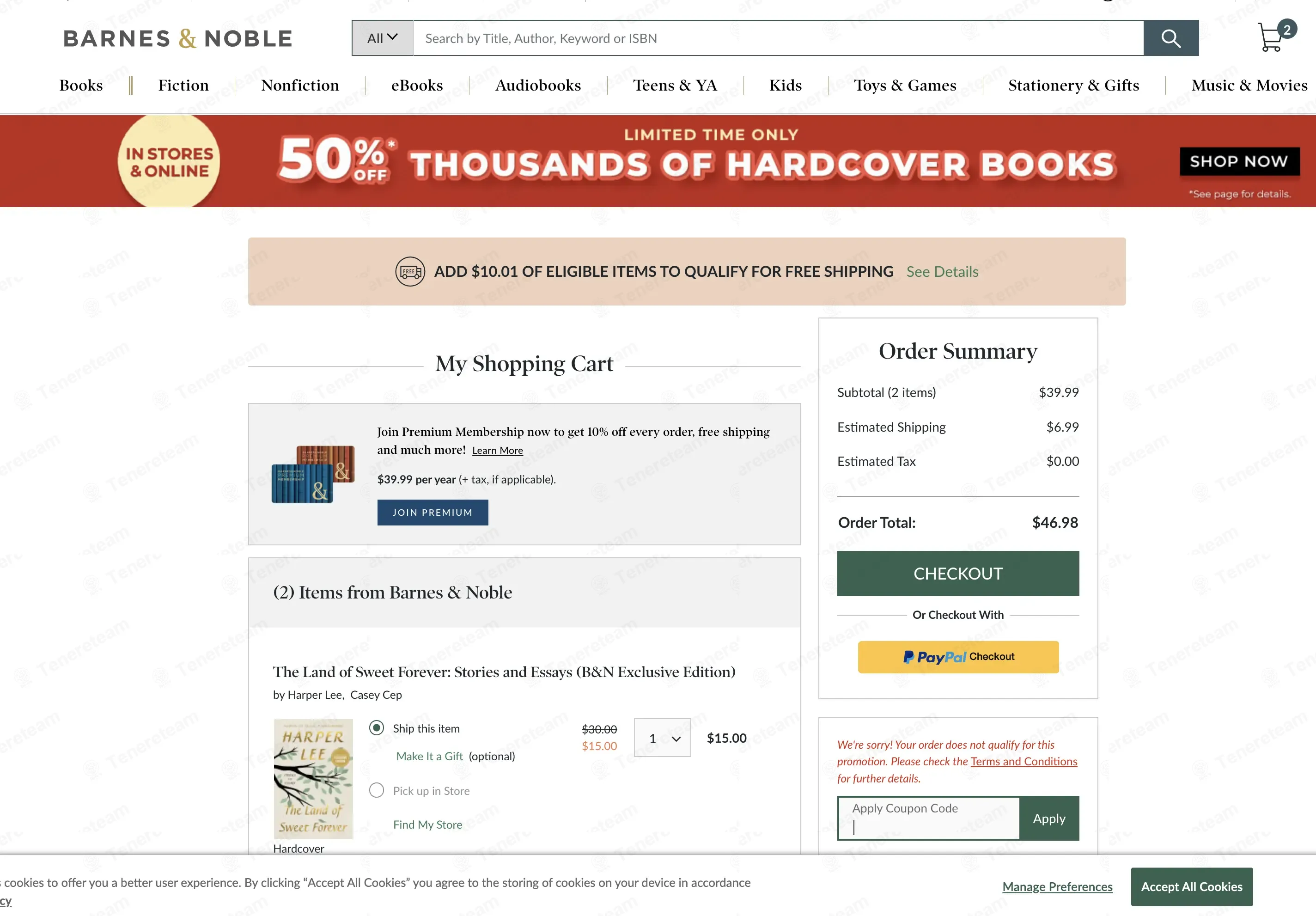 Barnes And Noble coupon code: 25% off with BLOOM25. Tested and valid as 3 weeks ago.