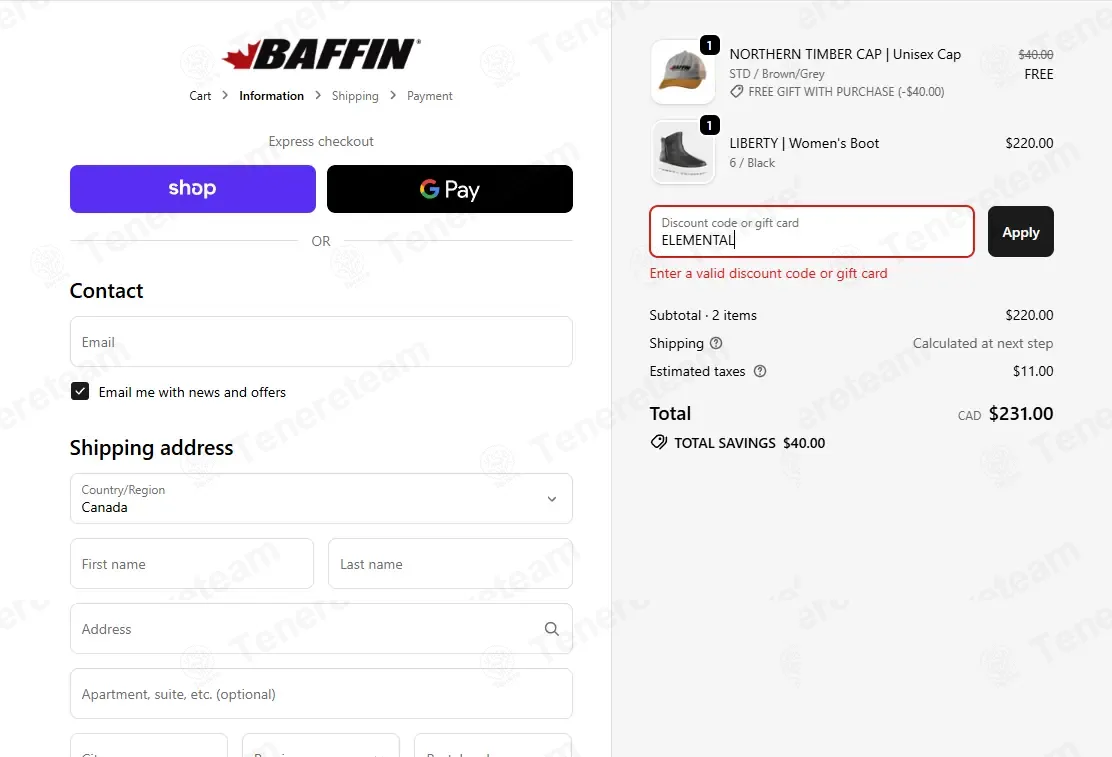 Baffin coupon code: 50% off with ELEMENTAL. Tested and valid as 1 month ago.