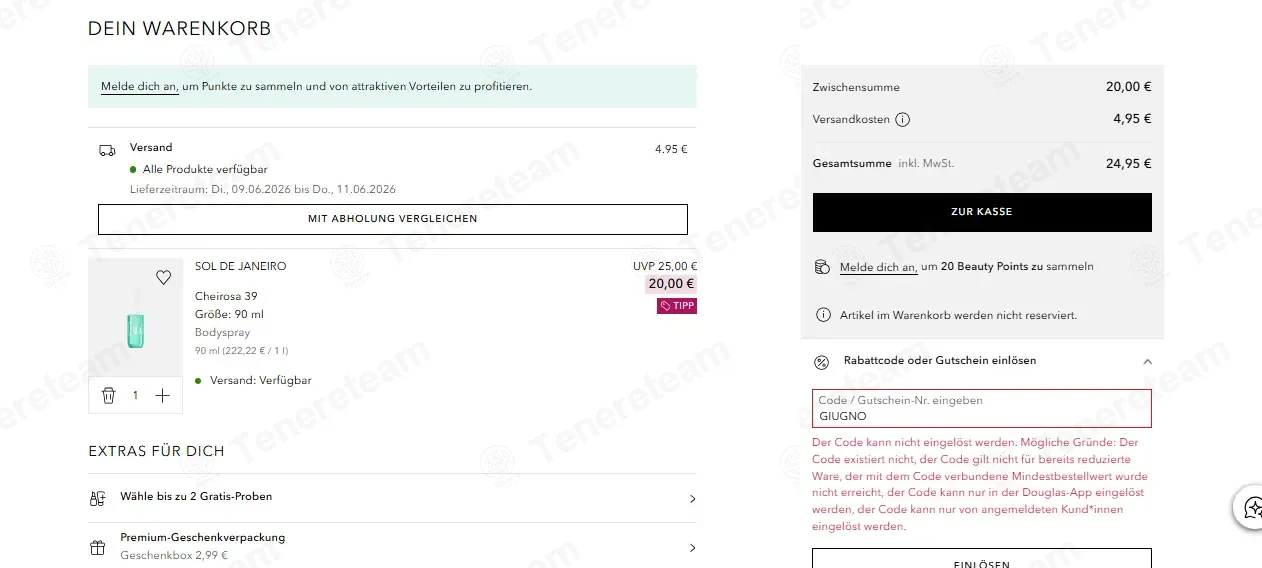 Douglas coupon code: 25% off with GIUGNO. Tested and valid as 1 month ago.