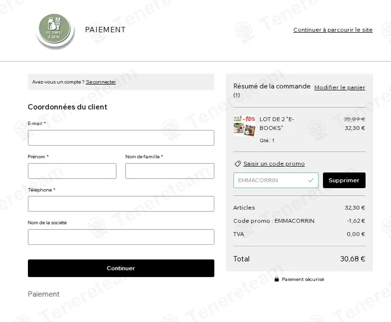 Vie Simple et Saine coupon code: 5% off with EMMACORRIN. Tested and valid as 11 months ago.
