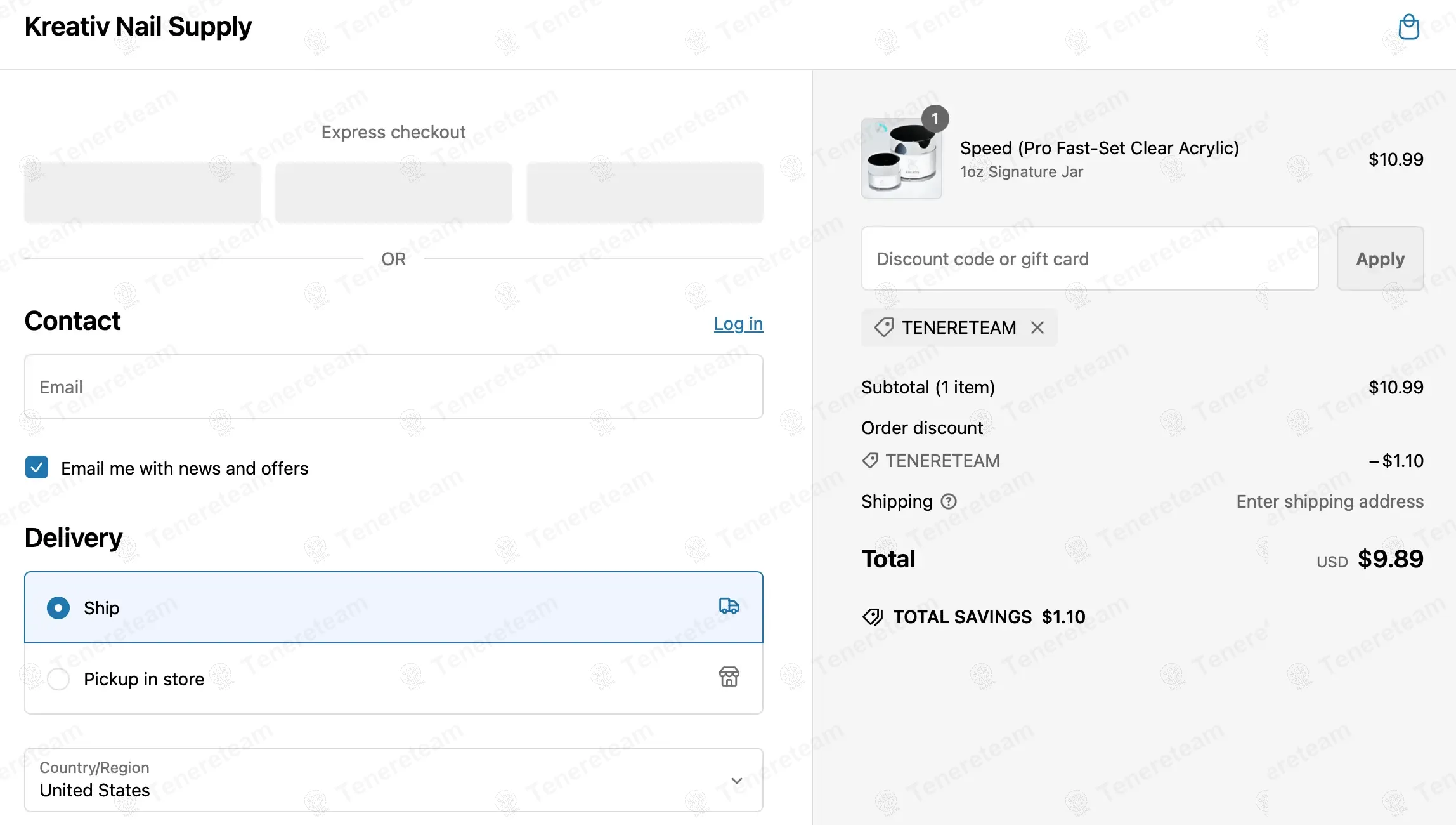 Kreativ Nail Supply coupon code: 10% off with TENERETEAM. Tested and valid as 1 year ago.