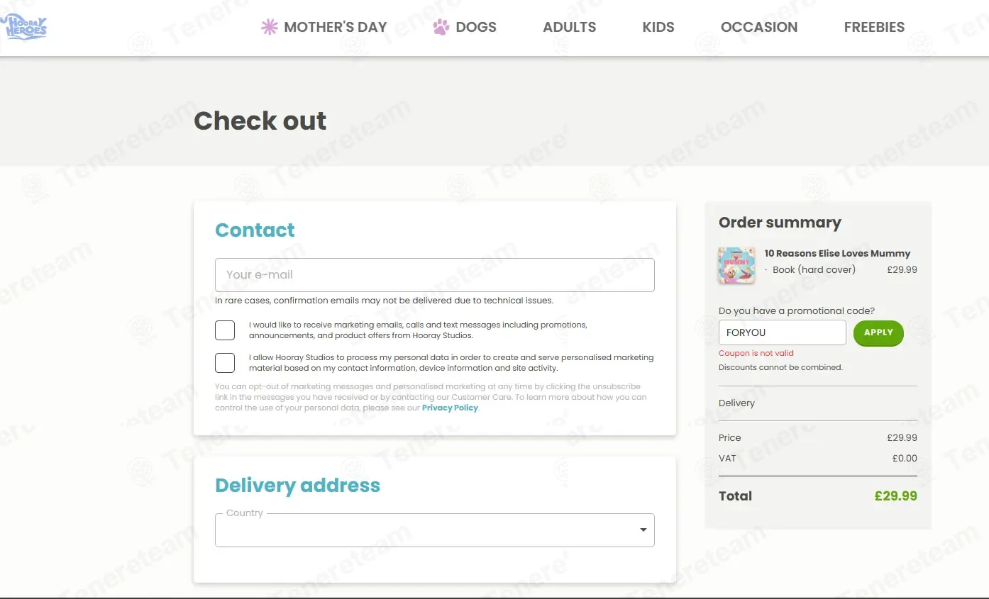 Hooray Heroes Uk coupon code: 25% off with FORYOU. Tested and valid as 3 months ago.