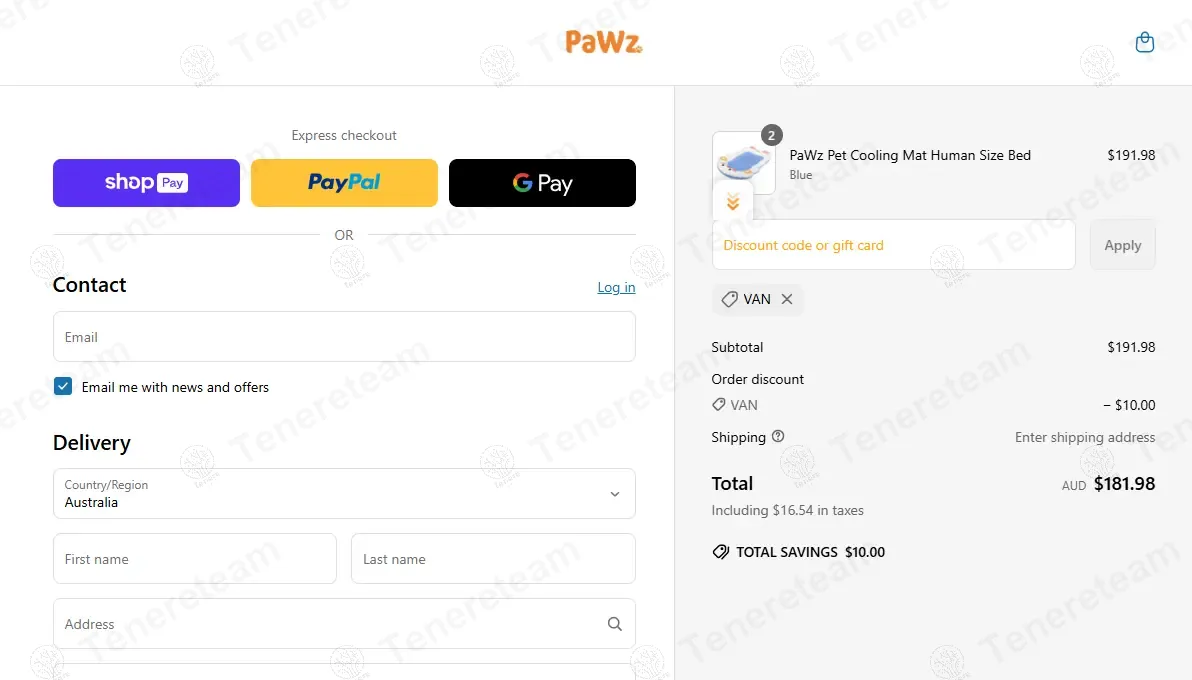 PetPaWz AU coupon code: $10 off with VAN. Tested and valid as 1 year ago.