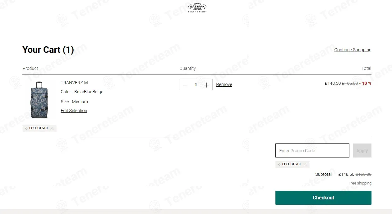 EastPak coupon code: 10% off with EPEUBTS10. Tested and valid as 6 days ago.