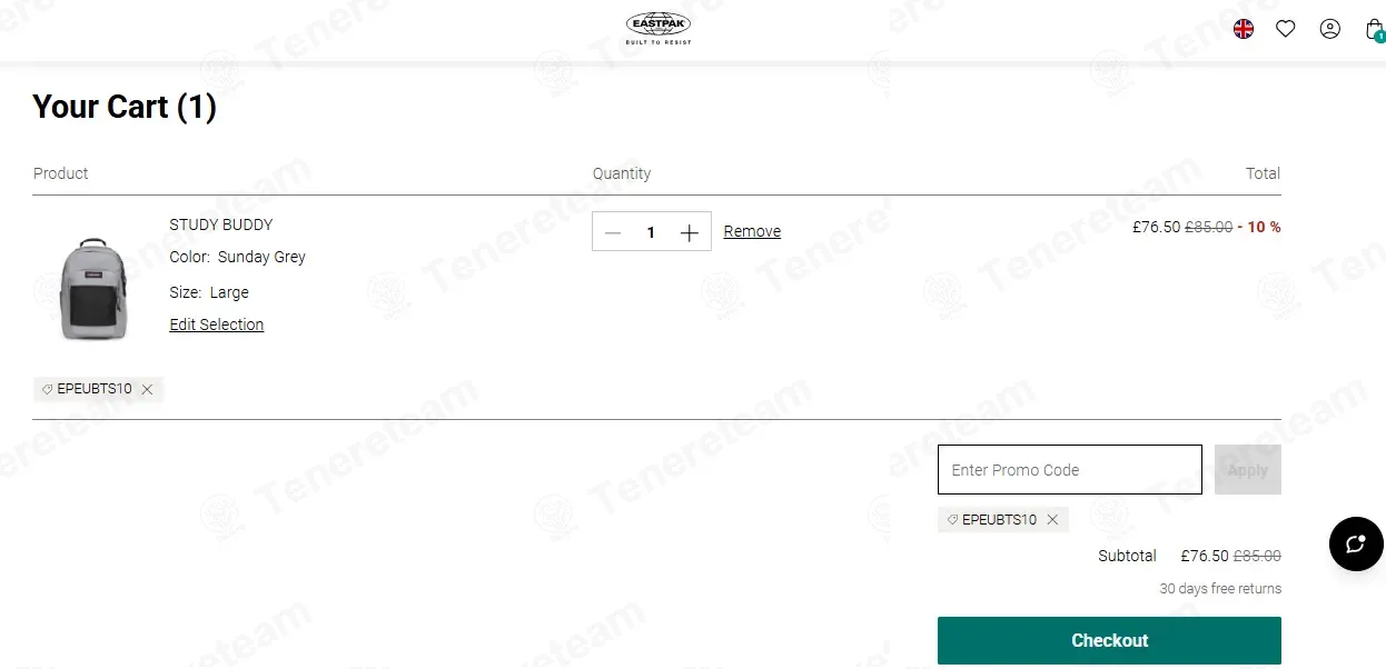 EastPak coupon code: 10% off with EPEUBTS10. Tested and valid as 6 days ago.