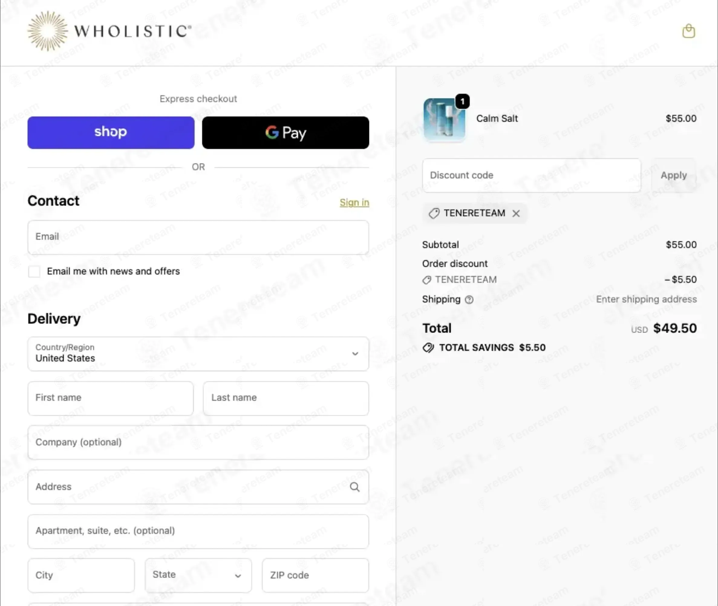 Wholistic Shop coupon code: 10% off with TENERETEAM. Tested and valid as 1 month ago.