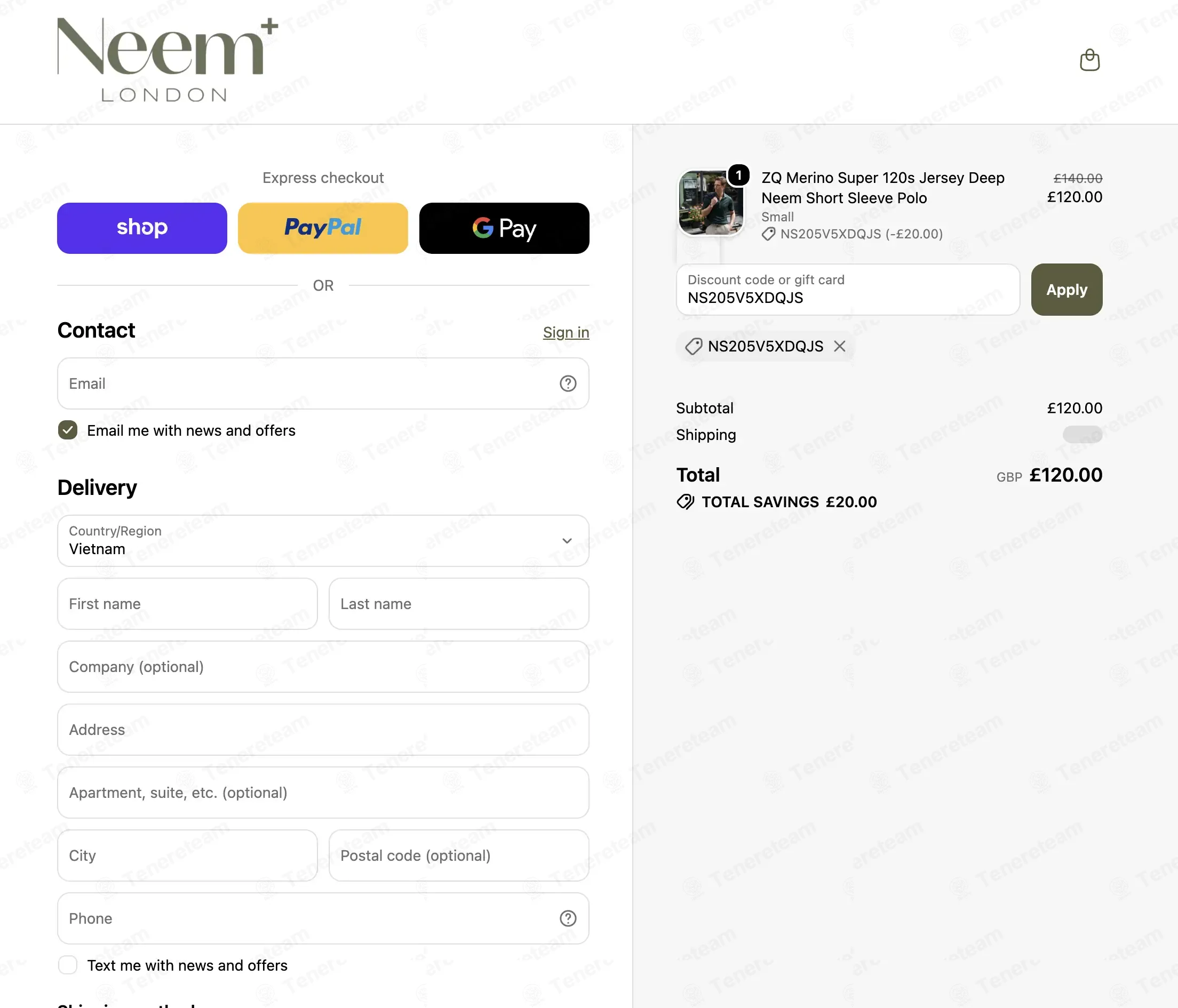 Neem London coupon code re-checked and confirmed working at checkout