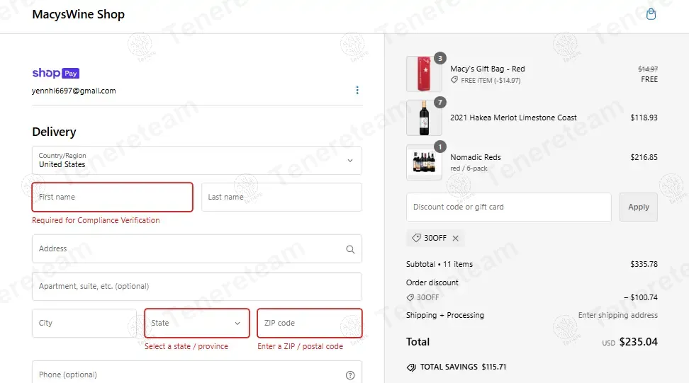 Macy's Wine Shop coupon code: 30% off with 30OFF. Tested and valid as 1 year ago.