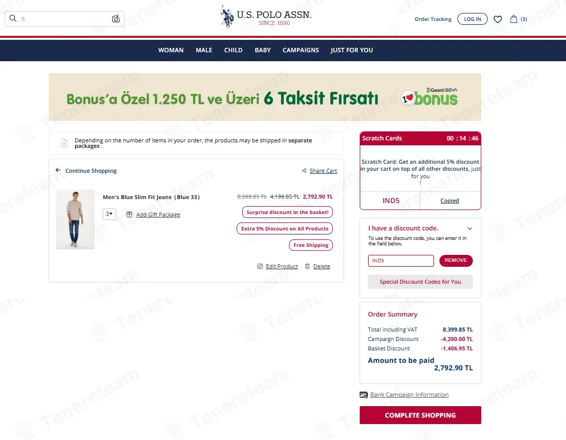 US Polo Assn TR coupon code: 5% off with IND5. Tested and valid as 1 month ago.