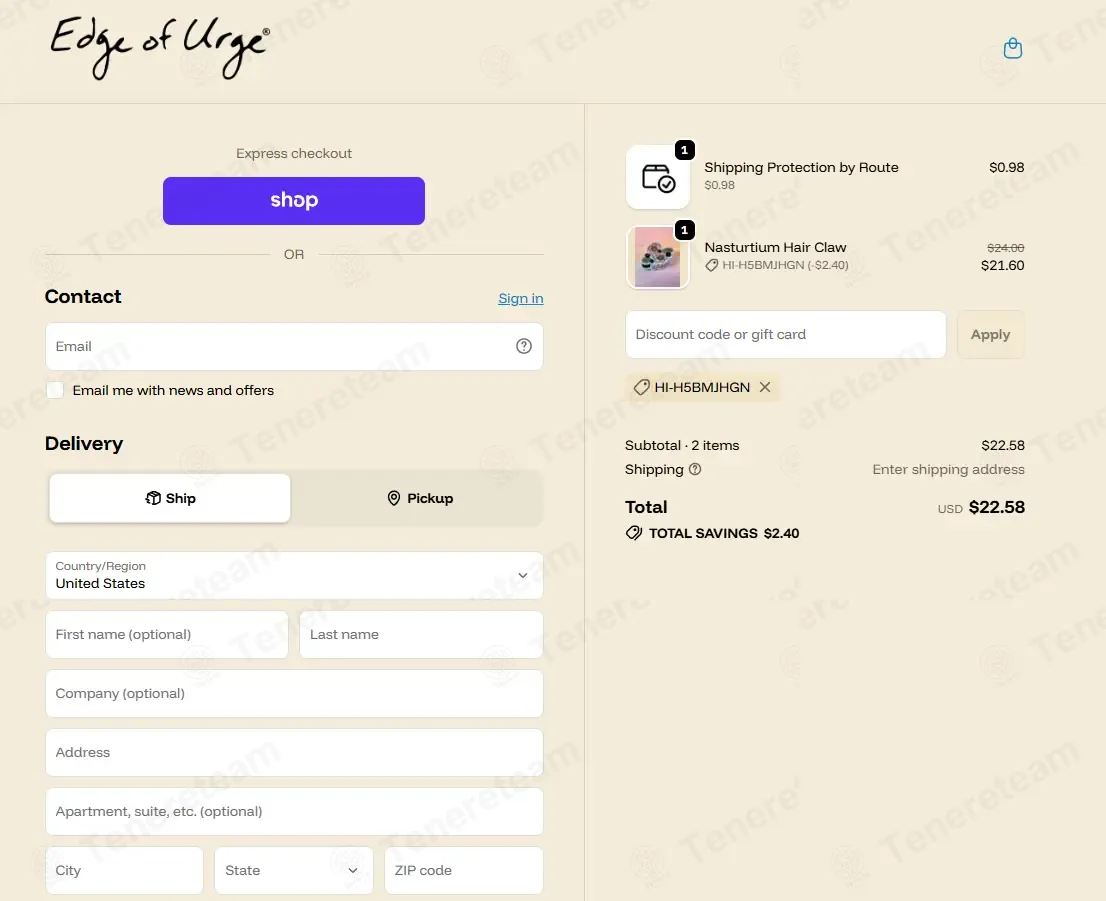 Edge Of Urge coupon code: 10% off with HI-H5BMJHGN. Tested and valid as 1 week ago.