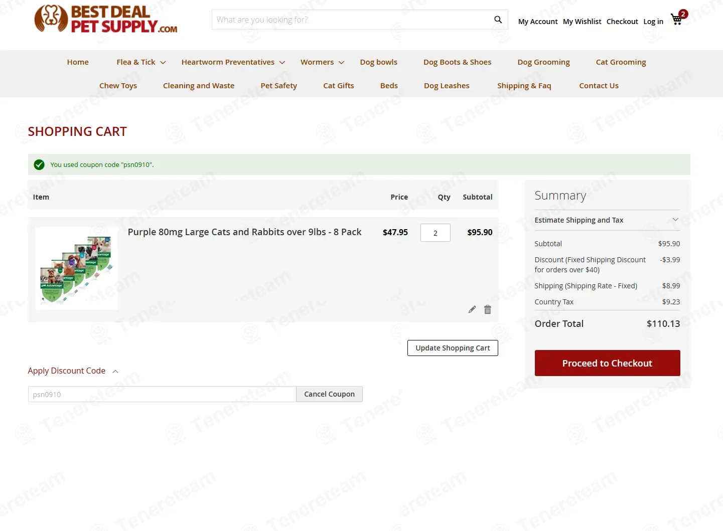 Best Deal Pet Supply coupon code: $4 off with psn0910. Tested and valid as 3 months ago.