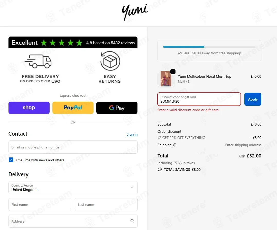 Yumi UK coupon code: 20% off with SUMMER20. Tested and valid as 1 week ago.