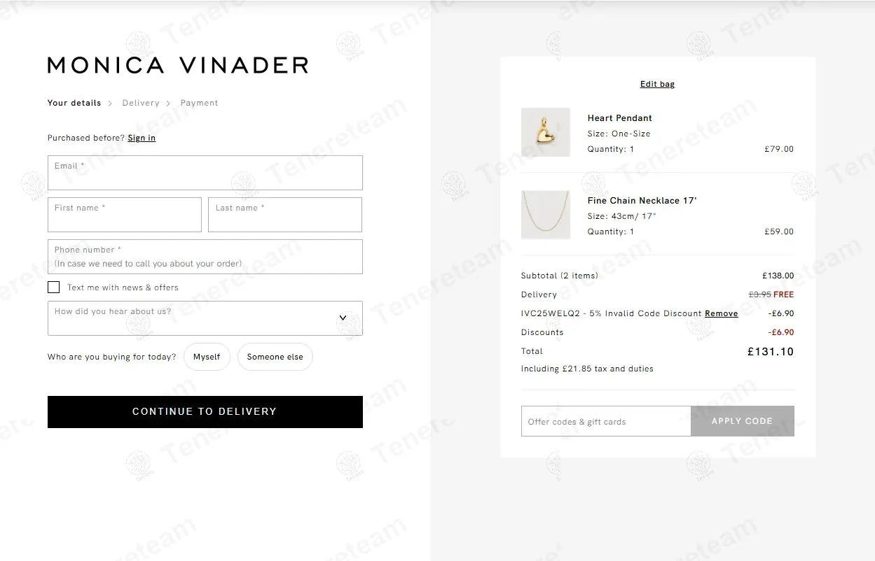 Monica Vinader coupon code: 5% off with IVC25WELQ2. Tested and valid as 1 year ago.
