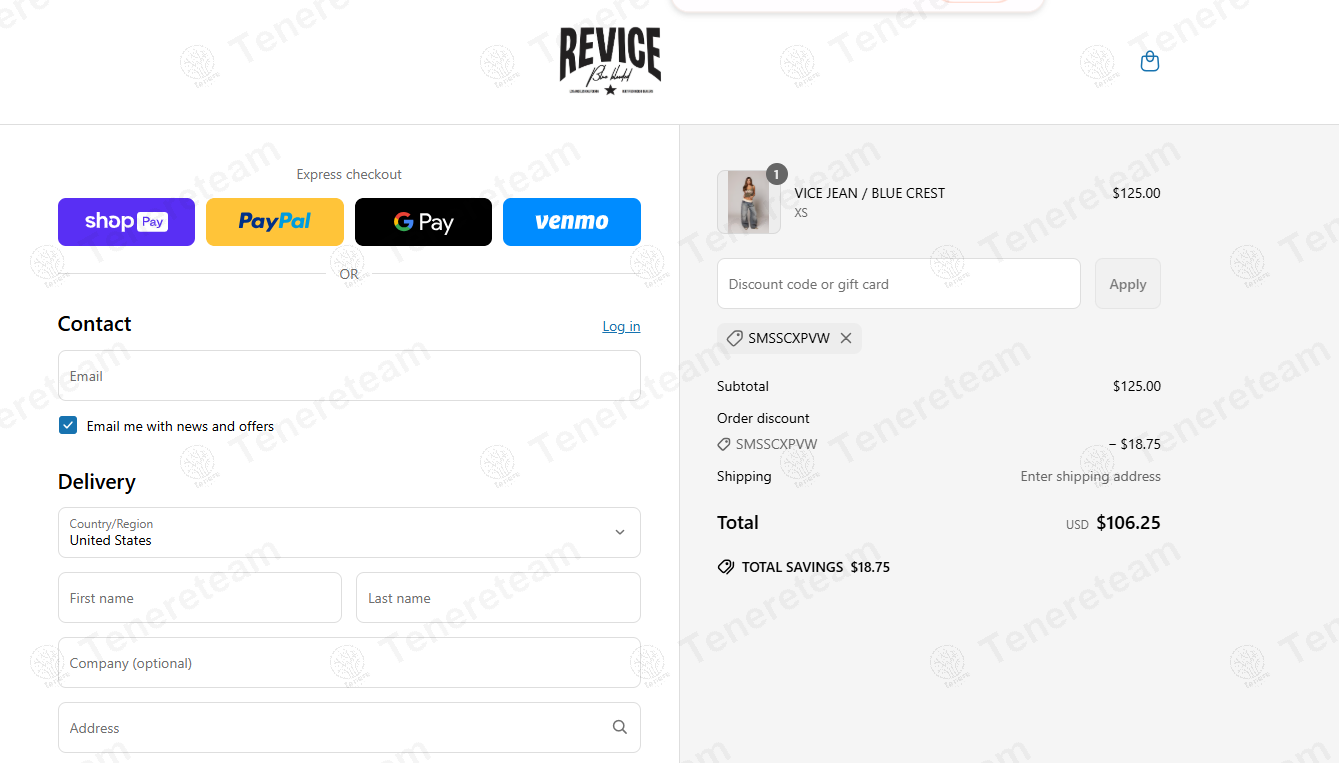 Revice Denim coupon code: 15% off with SMSSCXPVW. Tested and valid as 9 months ago.