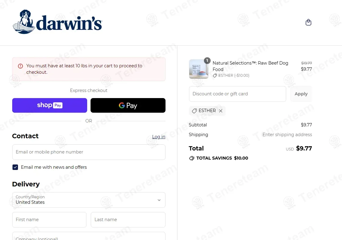 Darwins Natural Pet coupon code: $10 off with ESTHER. Tested and valid as 1 year ago.