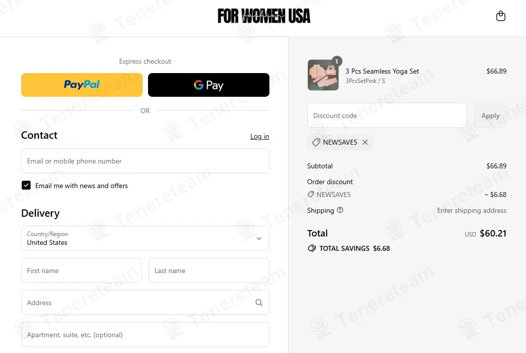 For Women USA coupon code: 10% off with NEWSAVE5. Tested and valid as 1 year ago.