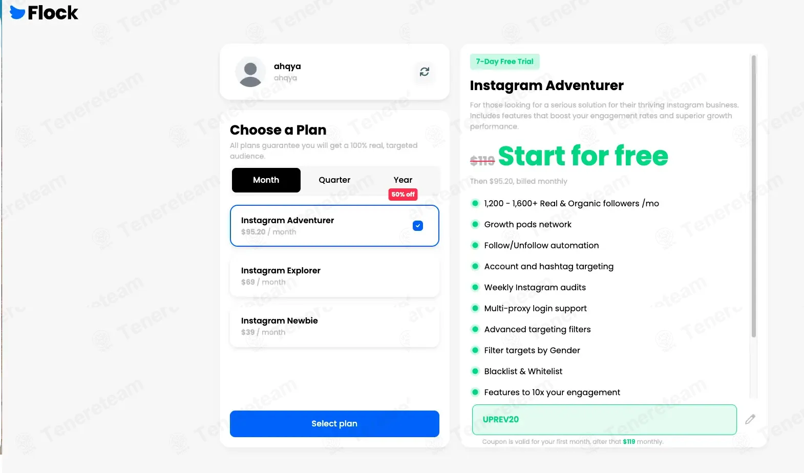 FlockSocial apply coupon code