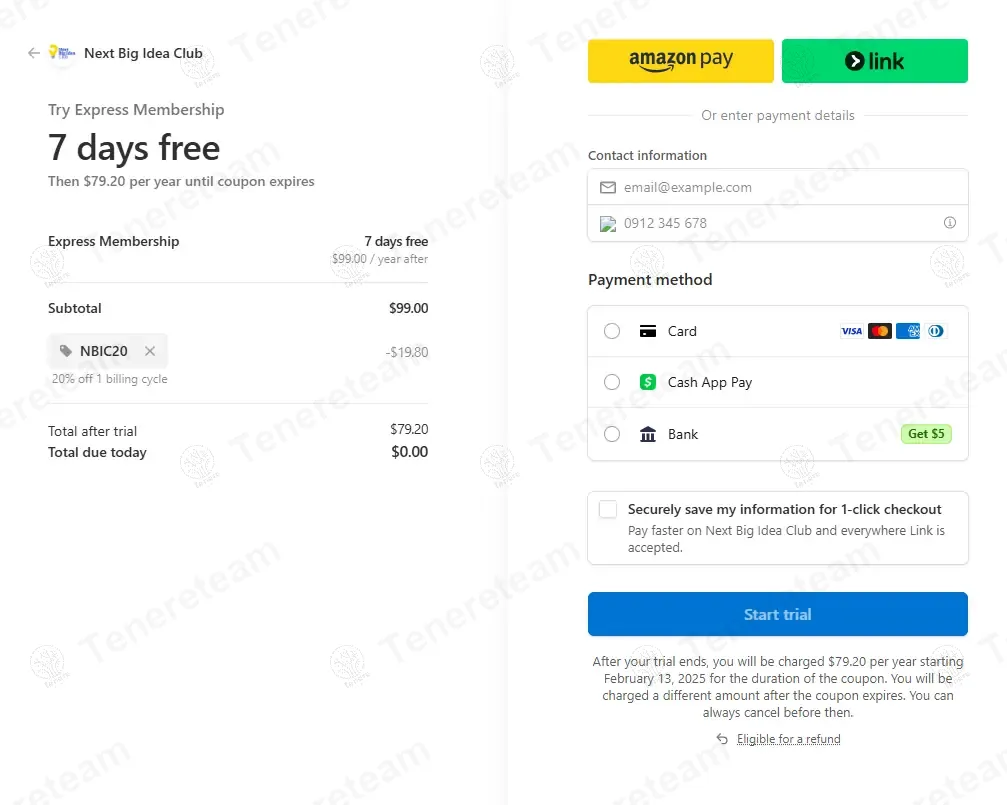 Nextbigideaclub coupon code: 20% off with NBIC20. Tested and valid as 1 year ago.