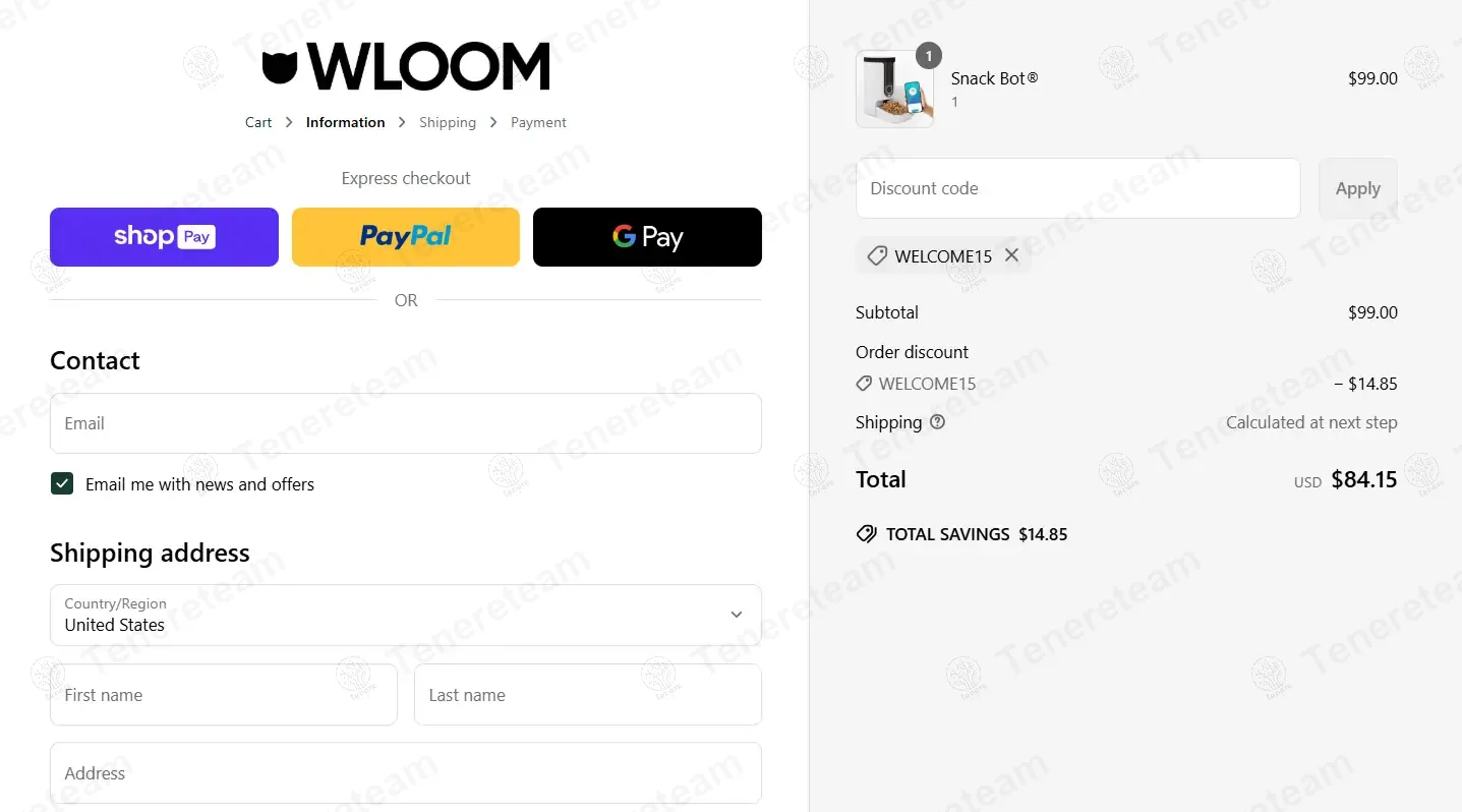 WLOOM coupon code: 15% off with WELCOME15. Tested and valid as 8 months ago.