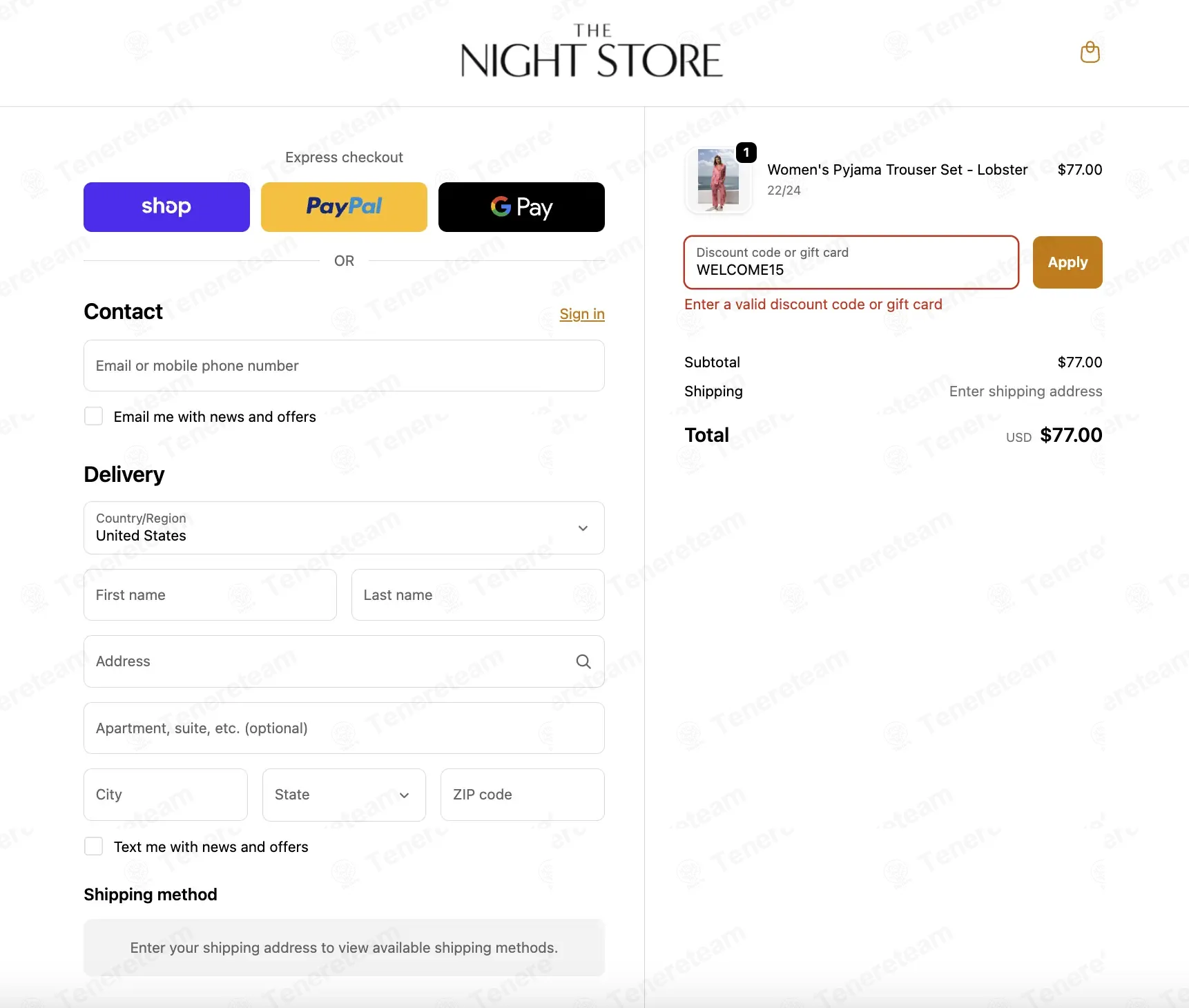 The Night Store coupon code: 15% off with WELCOME15. Tested and valid as 1 month ago.