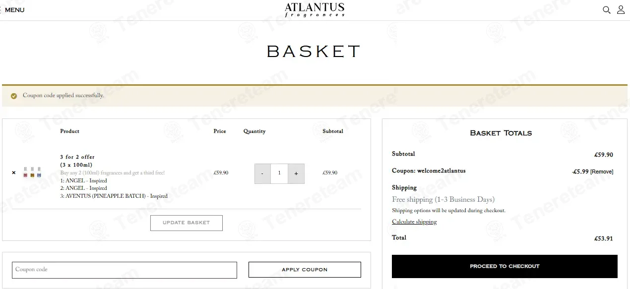 Atlantus Fragrances UK coupon code: 10% off with WELCOME2ATLANTUS. Tested and valid as 1 day ago.