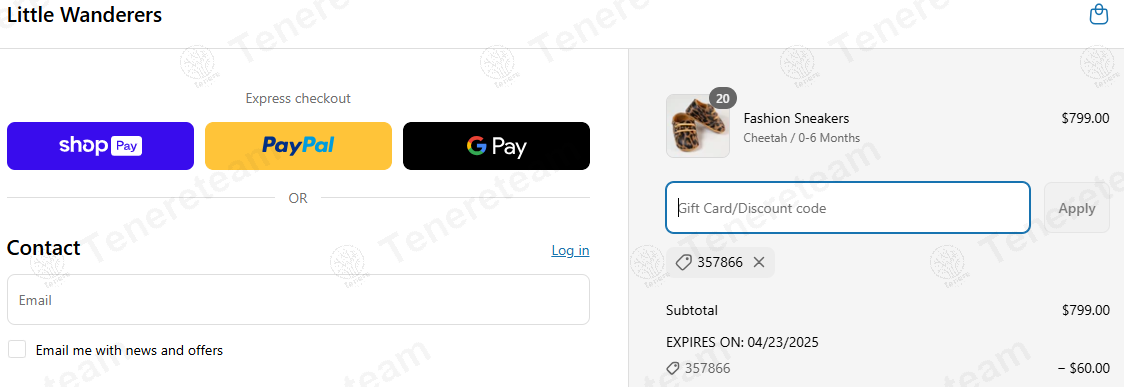 Little Wanderers coupon code: $60 off with 357866. Tested and valid as 1 year ago.