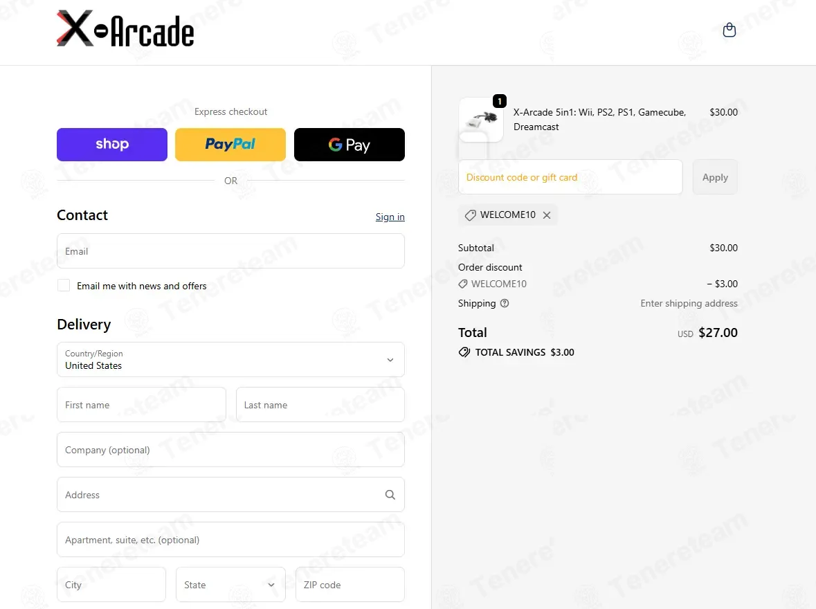 X-Arcade coupon code: 10% off with WELCOME10. Tested and valid as 2 months ago.