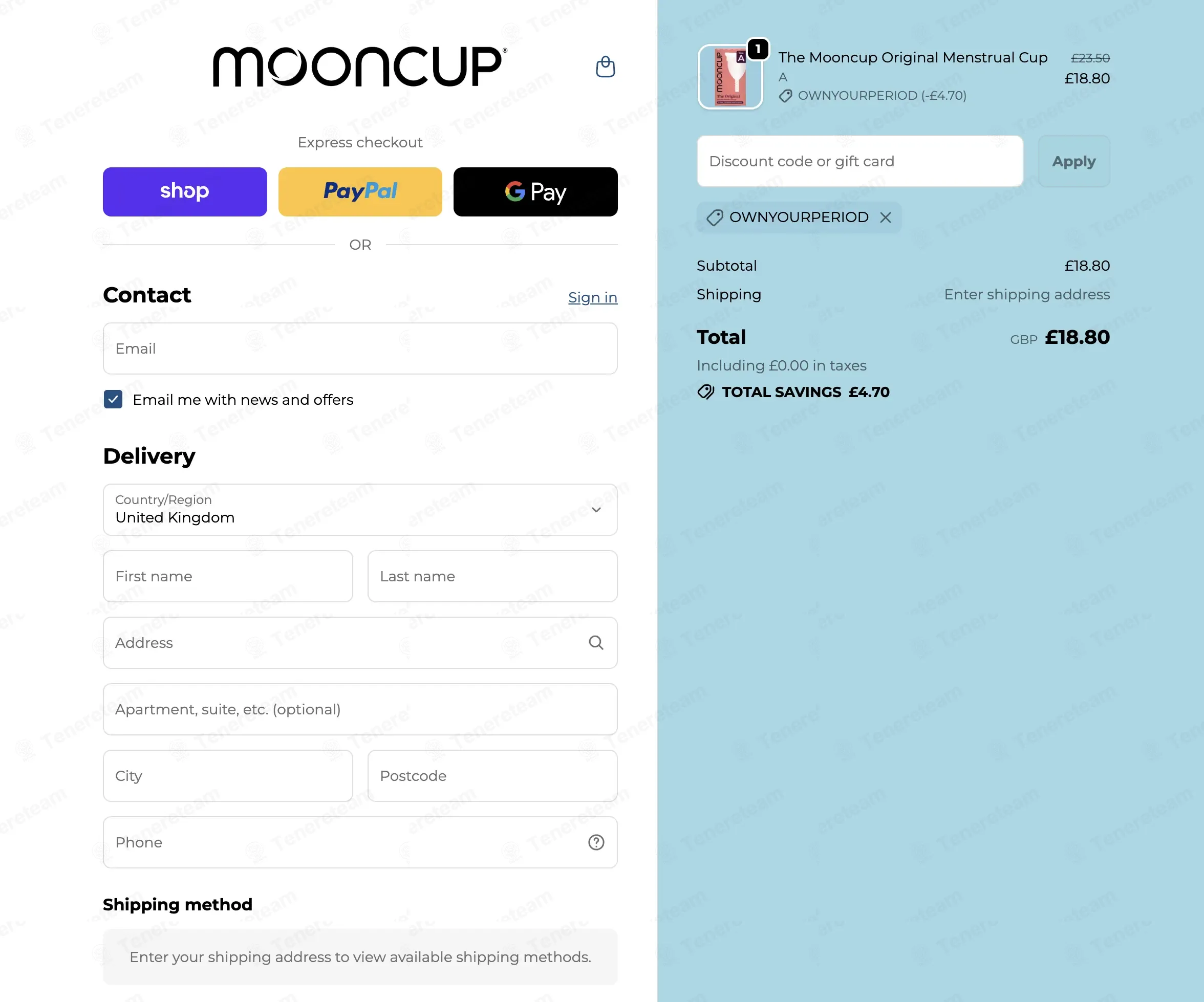 Moon Cup coupon code: 20% off with OWNYOURPERIOD1. Tested and valid as 5 months ago.