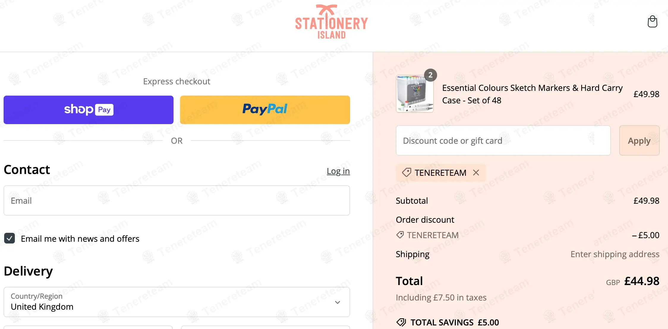 Stationery Island coupon code verified as working at checkout