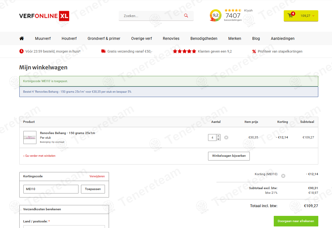 Verf Online Xl NL coupon code: 10% off with MEI10. Tested and valid as 1 year ago.