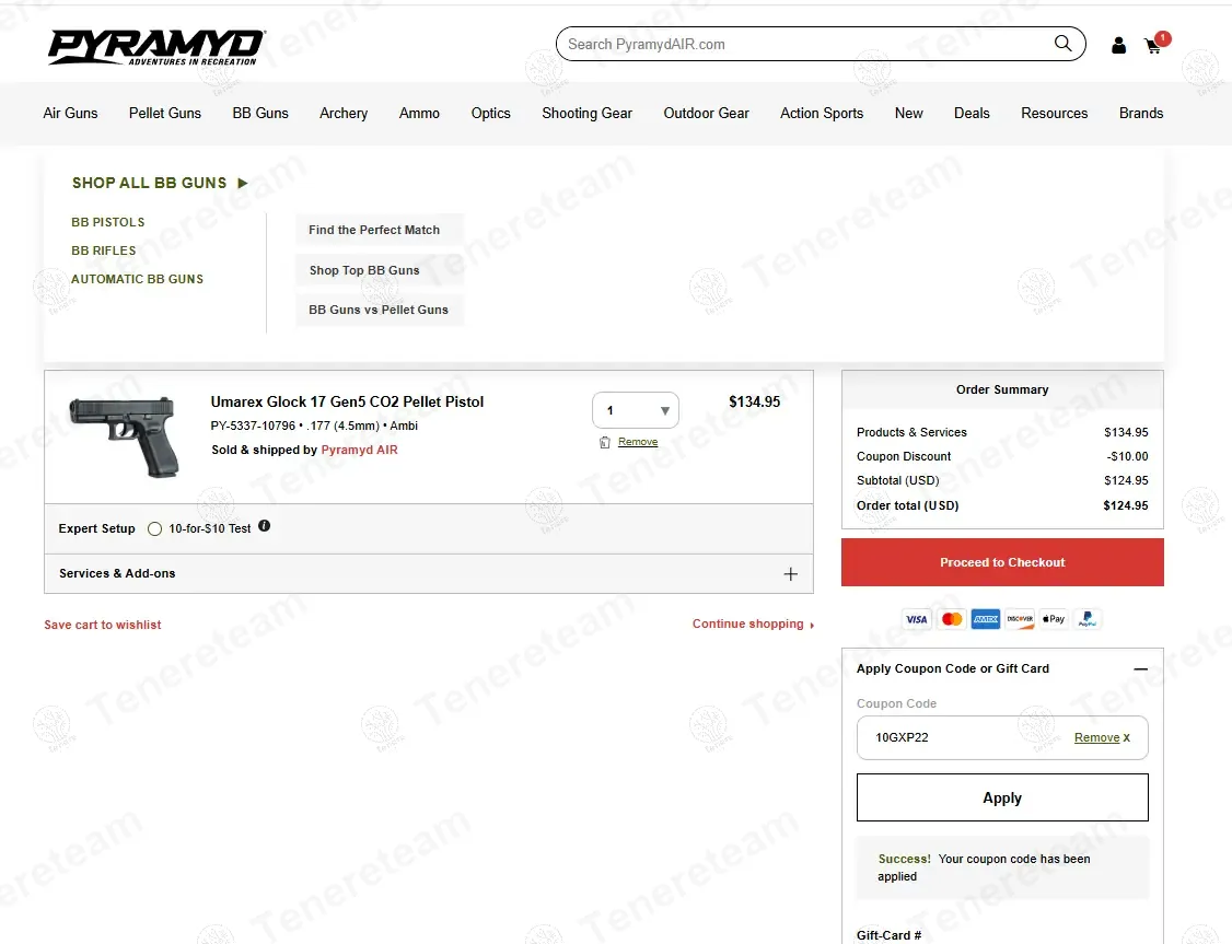 Pyramyd Air coupon code: $10 off with 10GXP22. Tested and valid as 1 year ago.