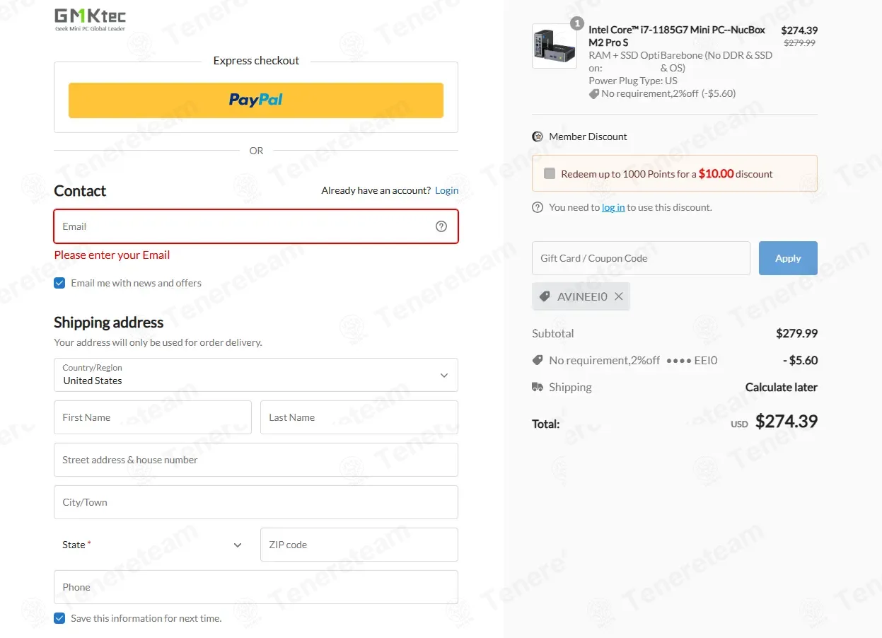 GMKtec coupon code: 2% off with AVINEEI0. Tested and valid as 6 months ago.