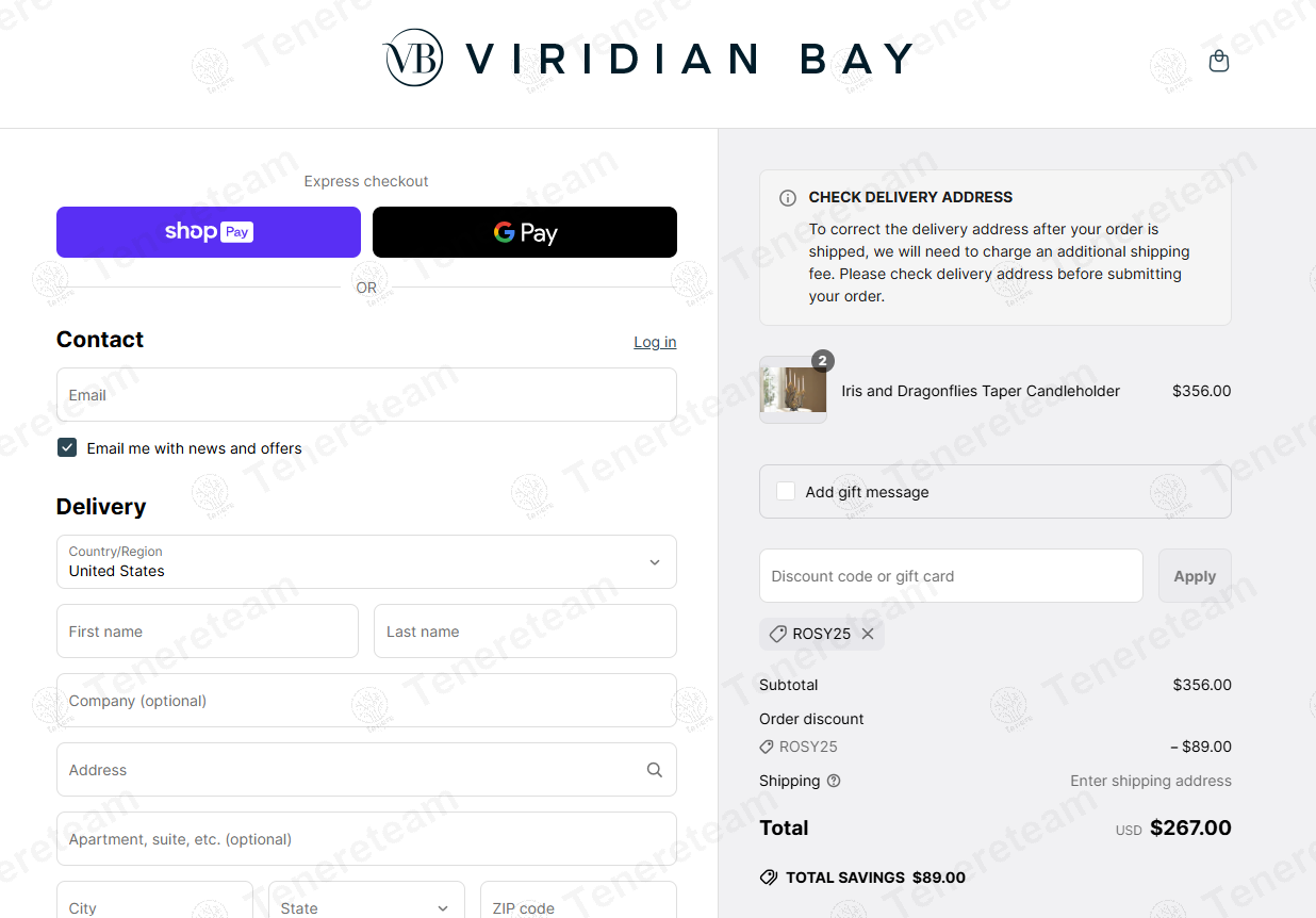 Viridian Bay coupon code: 25% off with ROSY25. Tested and valid as 1 year ago.