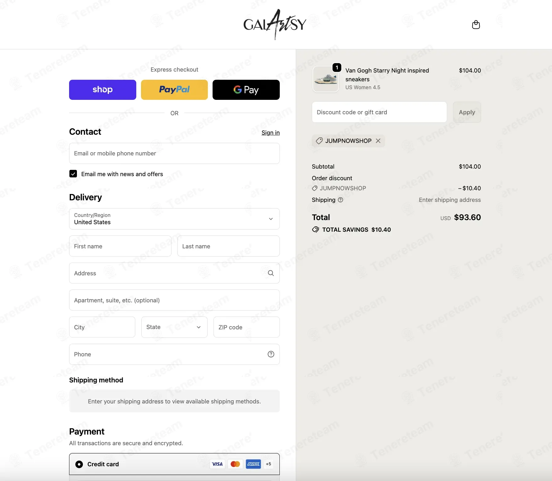 Galartsy coupon code: 10% off with JUMPNOWSHOP. Tested and valid as 1 week ago.